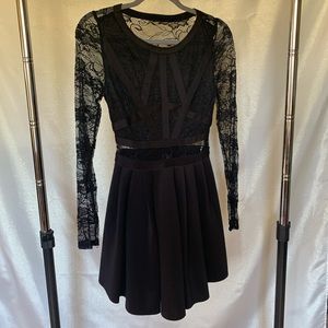 Black lace dress with sheer back